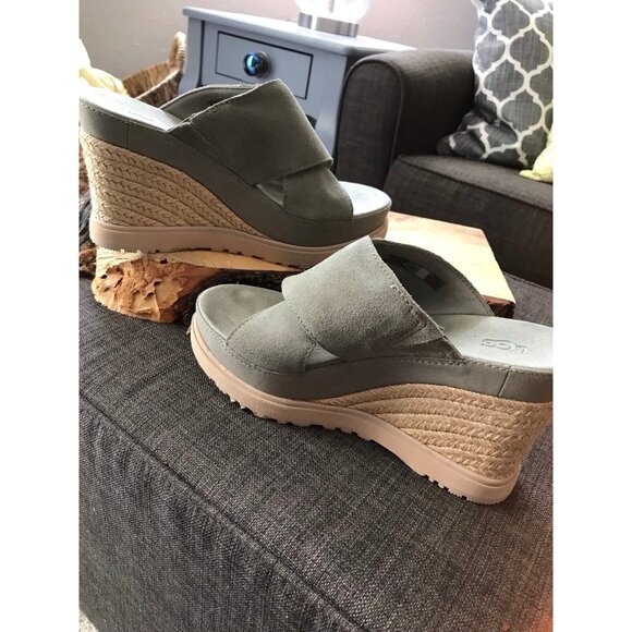 UGG Abbot Wedge Slide Moss Green Sz 8 Sandal casual Dress - Picture 7 of 10